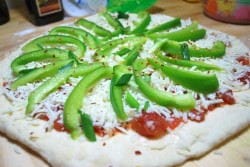 Topped with Green Peppers and Onions Topped with Green Peppers and Onions