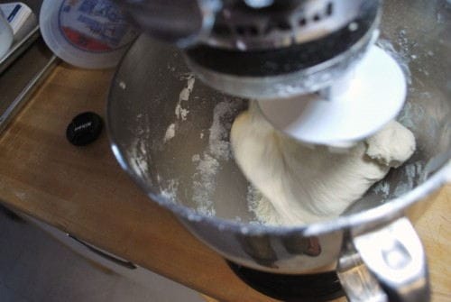 Dough Hook The dough is just starting to pull from the sides and form a ball.