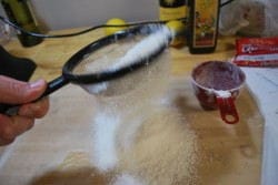 Sifting flour I used a strainer to sift the flour. It works great. No need to buy expensive equipment.