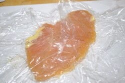 flat chicken Use any heavy object to flatten the chicken