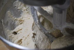 Consistency Ad you can see the dough keeps its shape after the mixing blade moves through the dough.