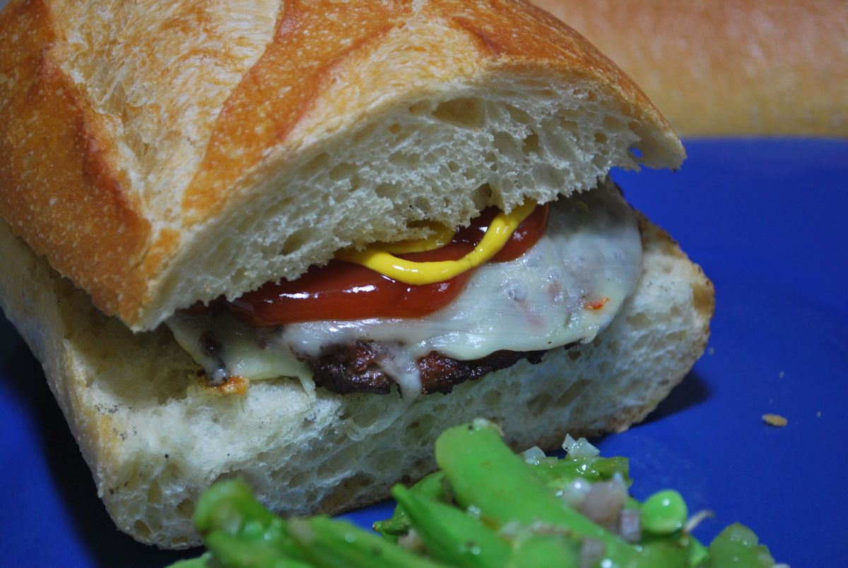 Buffalo Burgers with Oven Roasted Sugar Snap Peas SavoryReviews