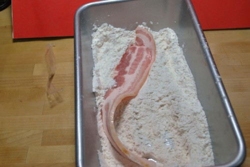 Dredge in seasoned flour