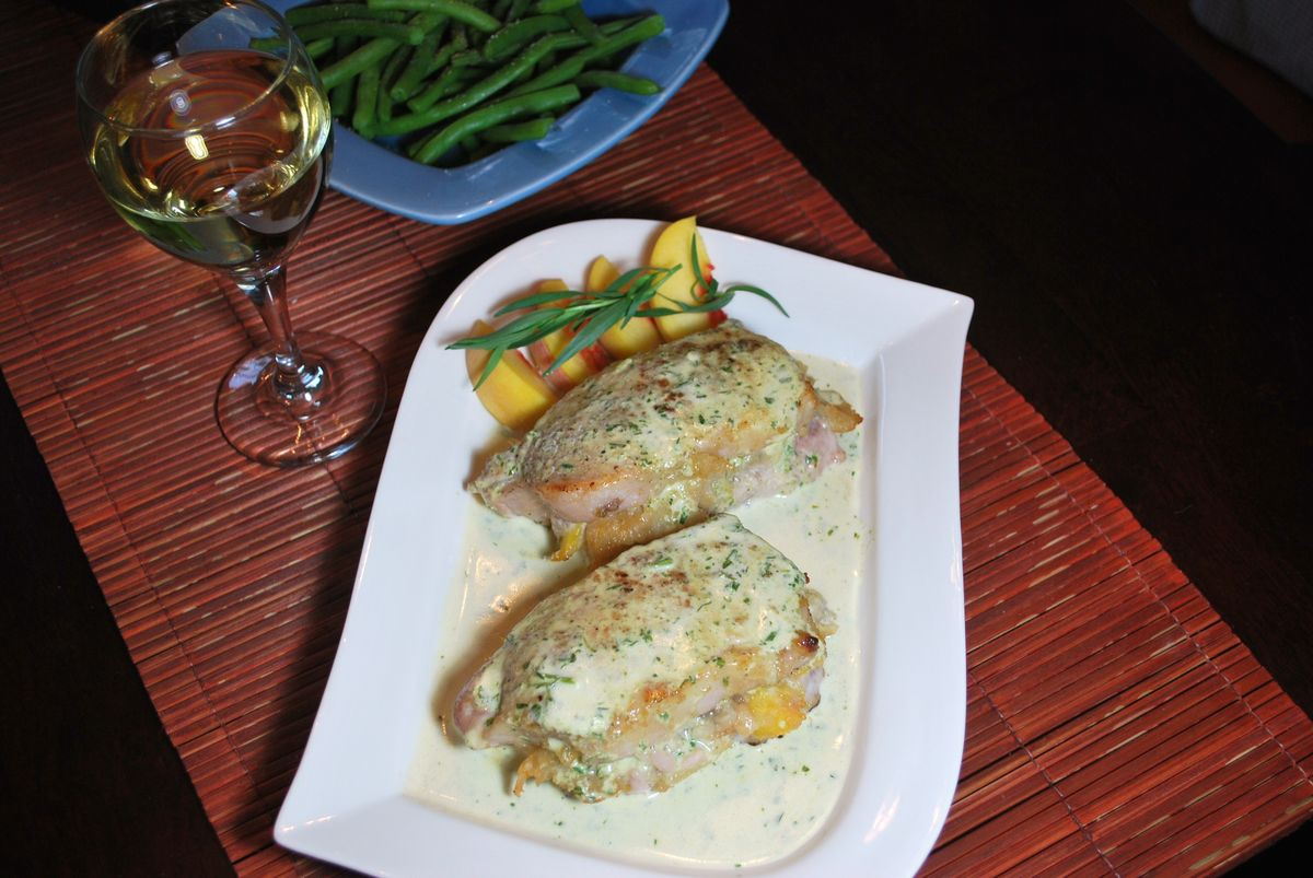 Peach Chutney Stuffed Pork Chops with Bearnaise Sauce SavoryReviews