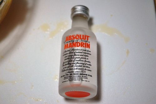 I utilized Absolut Mandrin, as it was the cheapest vodka at the ABC store.