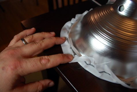 Stretch the fabric around the cone Stretch the fabric around the cone