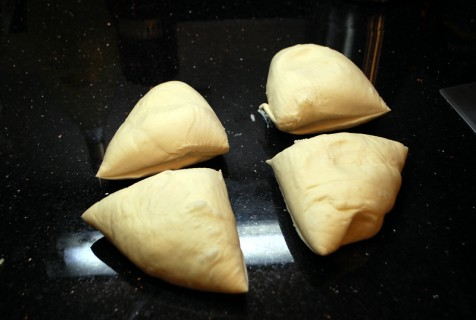 Split into four equal portions