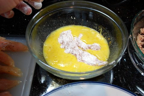 Into the egg wash Into the egg wash