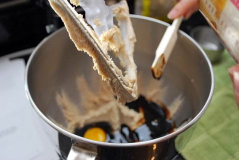 Add the egg and molasses Add the egg and molasses