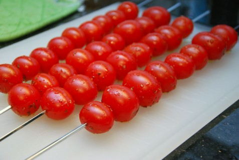 Skewer the tomatoes