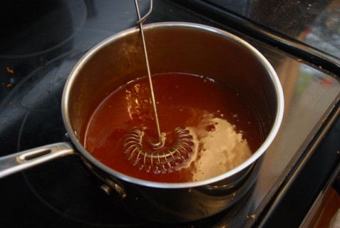 Add the cornstarch slurry and whisk together