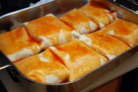 Top with enchilada sauce