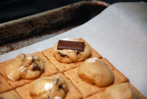 Partially bake and then add the Hershey chocolate